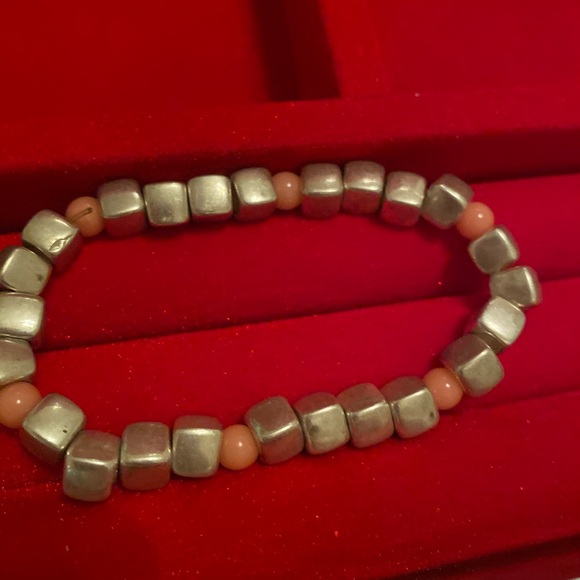 Silver and Pink Beaded Bracelet - Picture 2 of 2